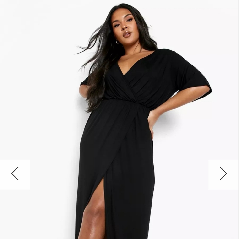 ANGEL SLEEVE WRAP MAXI DRESS